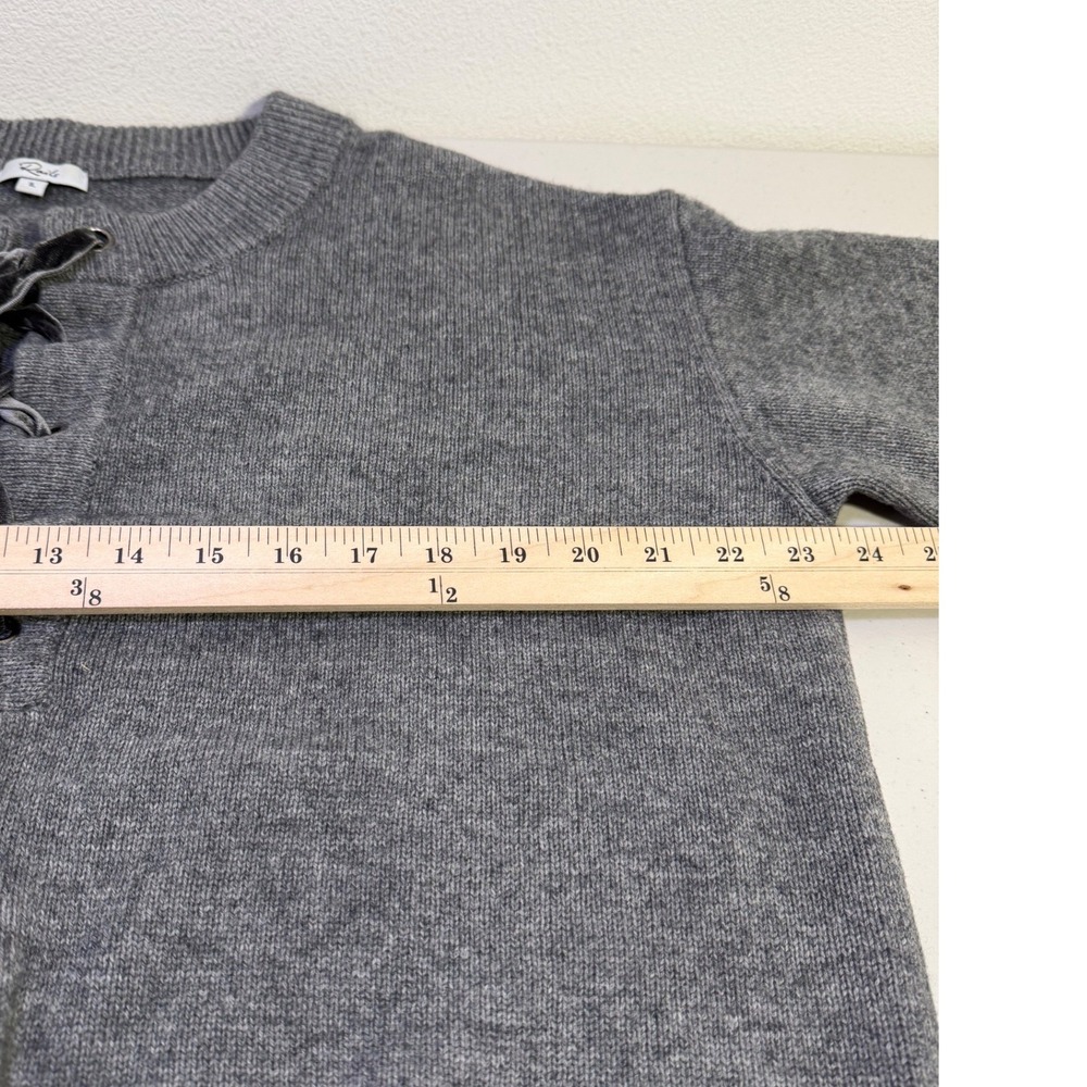 Rails Women's Olivia Ash Grey Wool Cashmere Blend Lace Up Ribbon Sweater Size S - Picture 9 of 11